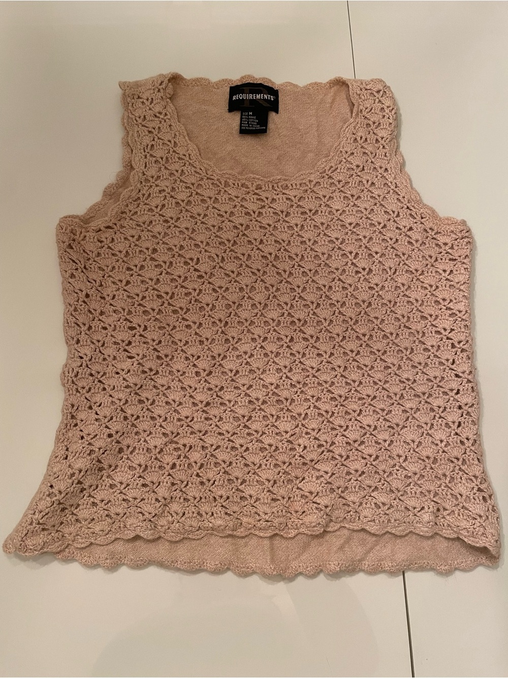 Requirements Crochet Overlay Tank Top - Light Pink